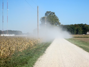 Dust from a vehicle on a gravel section of TR 148