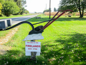 Firelands sign by a mailbox