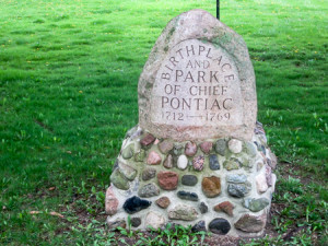 One of many stone markers in Pontiac Park