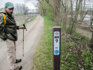 The Towpath Trail with the canal to the left and the Maumee River to the right